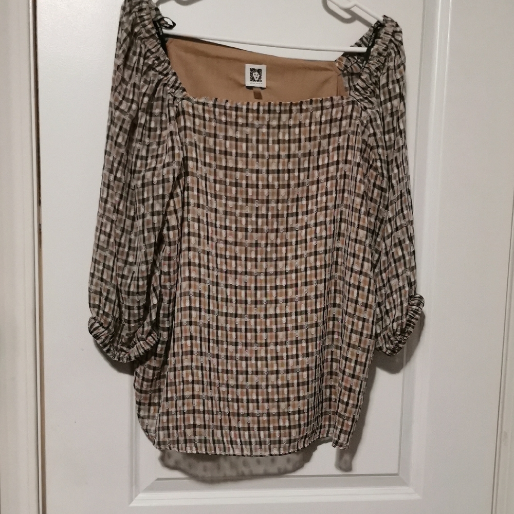 Anne Klein Multicolor Checkered Blouse